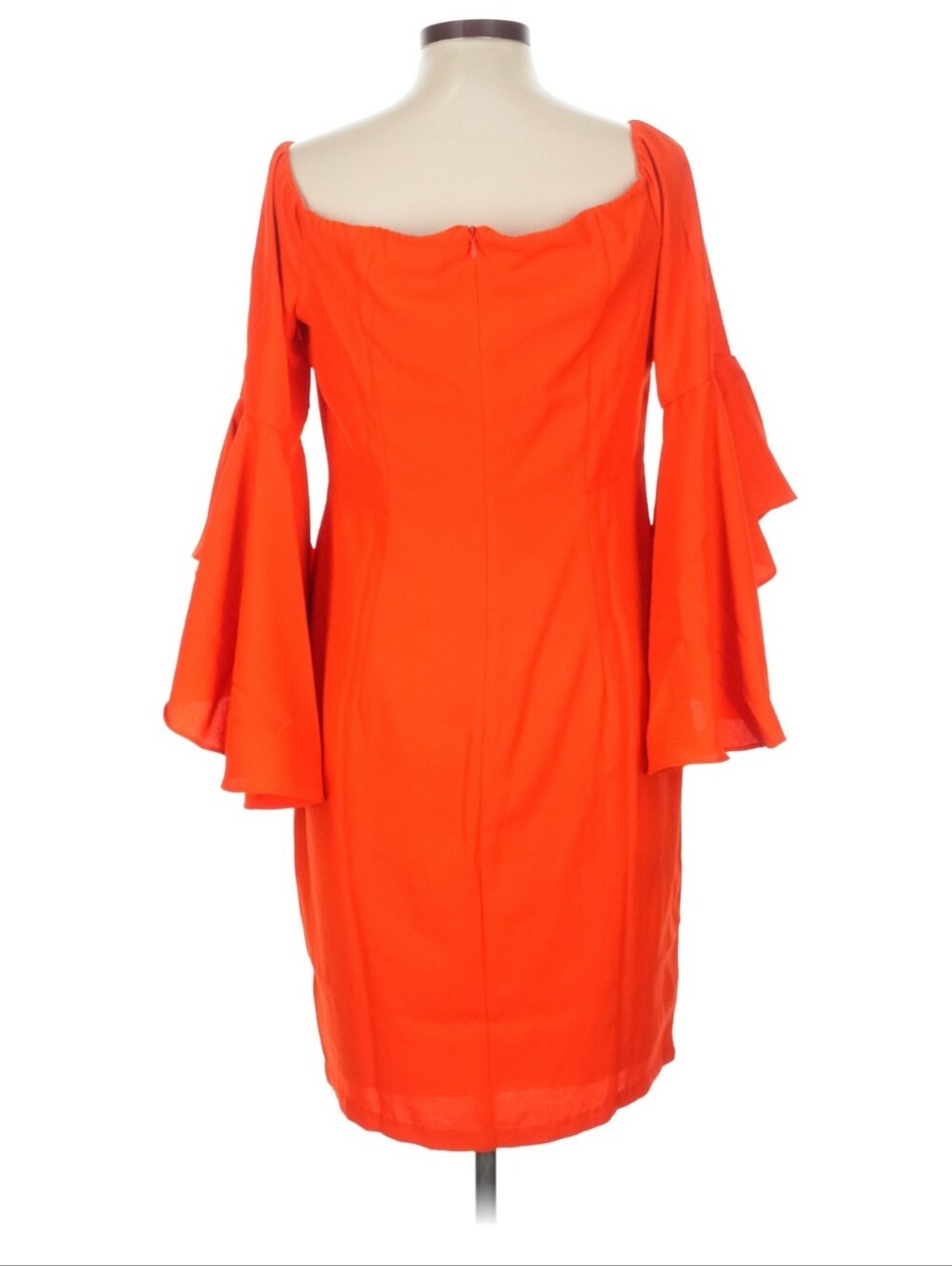 Venus Orange Ruffle-Sleeve Sheath Dress In Size 16 - Picture 7 of 9